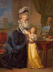 En ung dam och en liten flicka, ca 1785